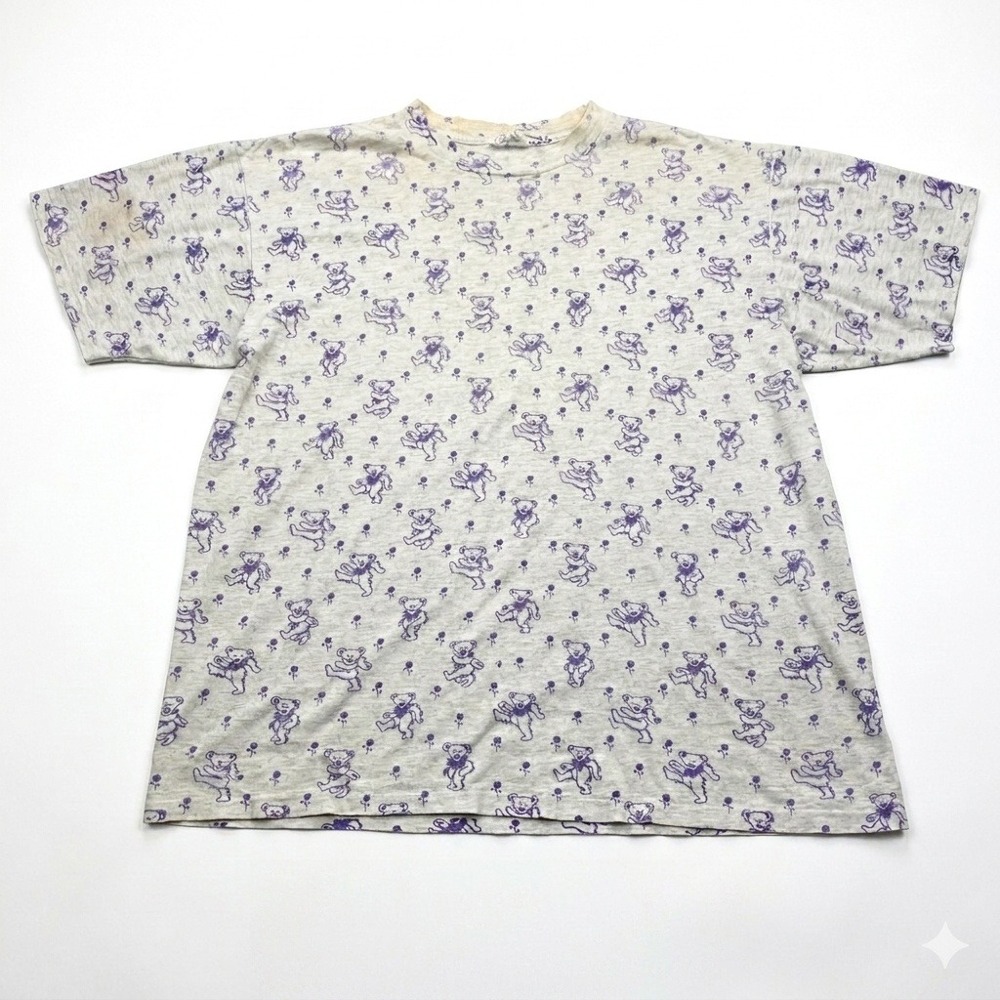VTG Grateful Dead All Over Print Shirt Dancing Bears AOP Purple Gray Rare XL?